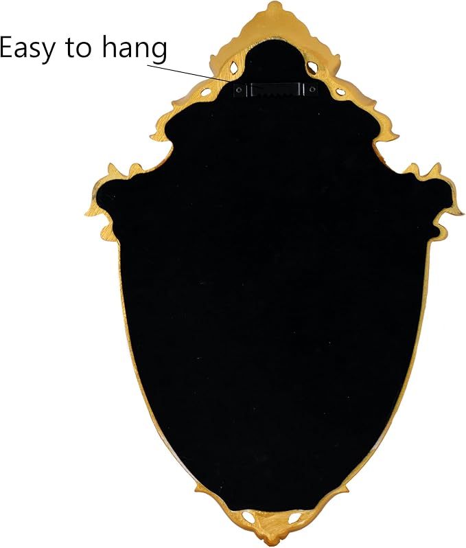 OIGUMR Shield Vintage Mirror Mirror Wall Decor (16.5 x 11.3 inch Gold)