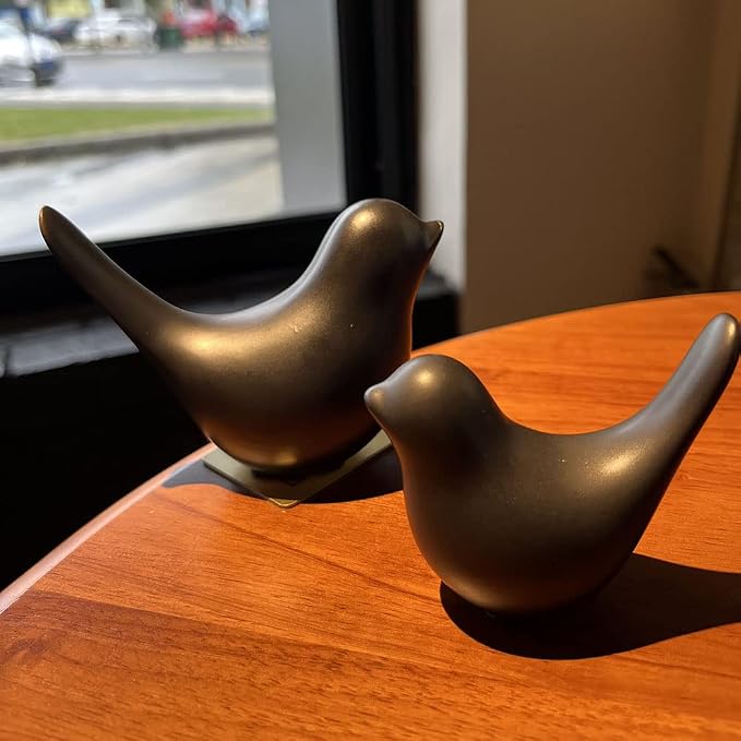 NWFashion Ceramic Animal Figurines Modern Style Birds Decorative Ornaments Desktop Display (Black Bird)