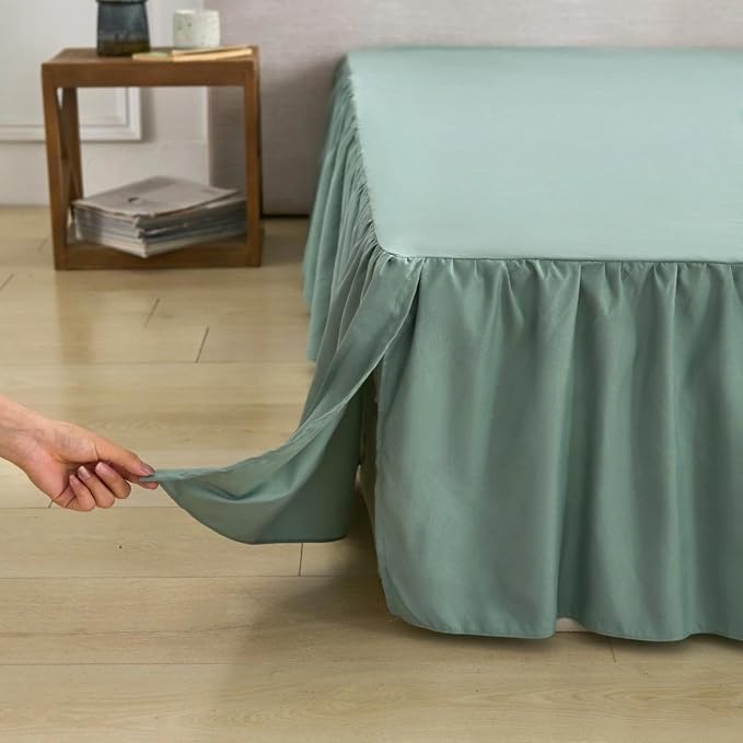 Bed Skirt Queen Size Ruffled Bed Skirt, 18'' Queen Dust Ruffle Bed Skirts | With Split Corners, Dust Ruffle with Platform, Microfiber, Breathable, Soft, Easy Fit, Sage Green