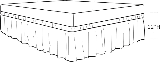 Wrap Around Queen Size Bed Skirt Split Corner 12" Drop-Elastic Dust Ruffle | Silver Grey Adjustable Pleated Bedskirt-Easy Fit Wrinkle Resistant Washable Bed Skirting-Master Guest Bedroom Rental Hotels