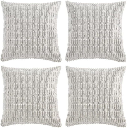 Fancy Homi 4 Packs Decorative Throw Pillow Covers for Living Room Couch Bed, Modern Farmhouse Boho Home Décor Accent Cushion Case, 16" x 16", White