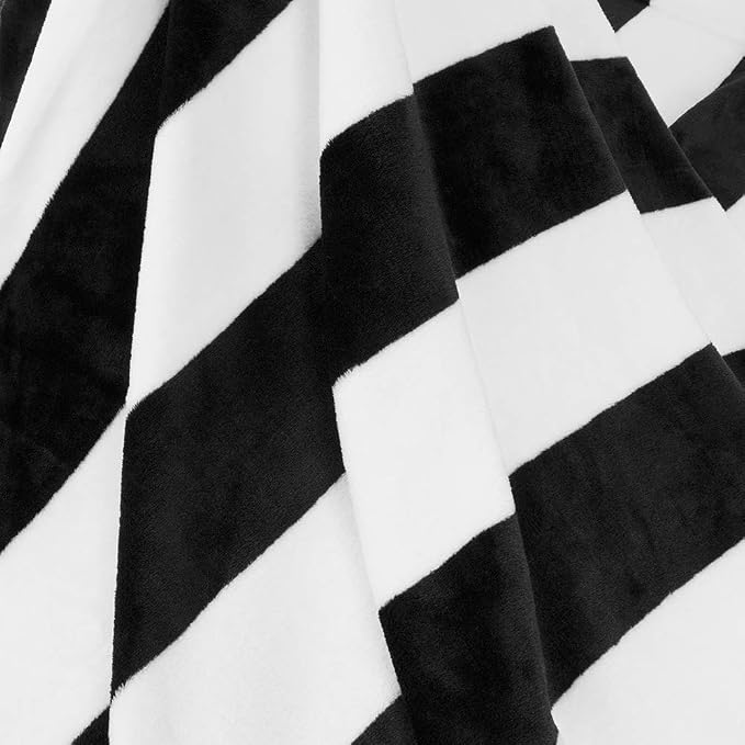 PAVILIA Striped Throw Blanket for Sofa Couch Bed | Soft Flannel Fleece Stripe Black and White Decorative Throw | Warm Cozy Lightweight Microfiber | 60 x 80 Inches