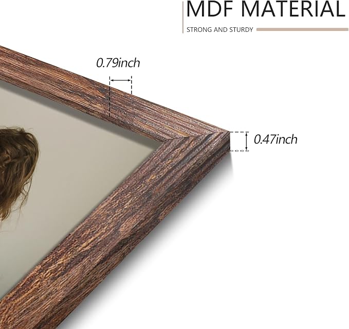 YESKAY 8x10 Picture Frame Set of 9, Display Pictures 5x7 with Mat or 8 x 10 Without Mat, Multi Photo Frames for Wall Mounting or Table Top Display, Rustic Brown