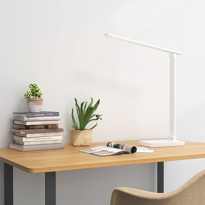 Lepro LED Desk Lamp with USB Charging Port for Dorm Room, 700LM 9.5W, White