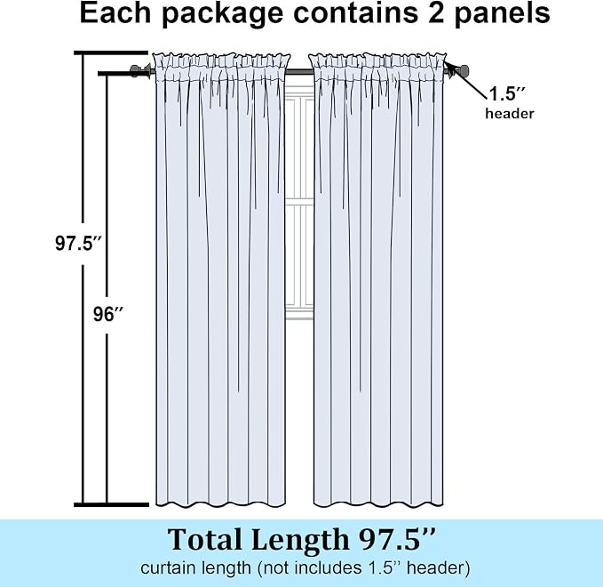 Simplebrand Lemon Sheer Curtains 96 Inches Long, Light Filtering Rod Pocket Solid Color Window Sheer Curtain Panels, Elegant Curtains & Drapes for Living Room, Bedroom 2 Panels (Lemon, 42" W x 96" L)