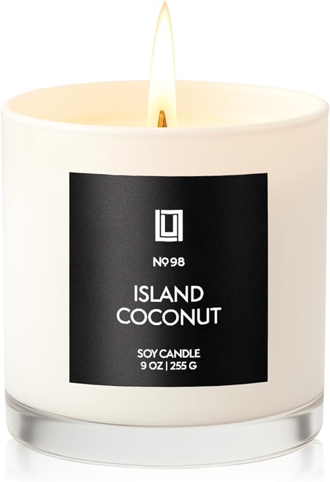 Lulu Candles | Island Coconut | Luxury Scented Soy Jar Candle | Hand Poured in The USA | Highly Scented & Long Lasting (9 Oz.)