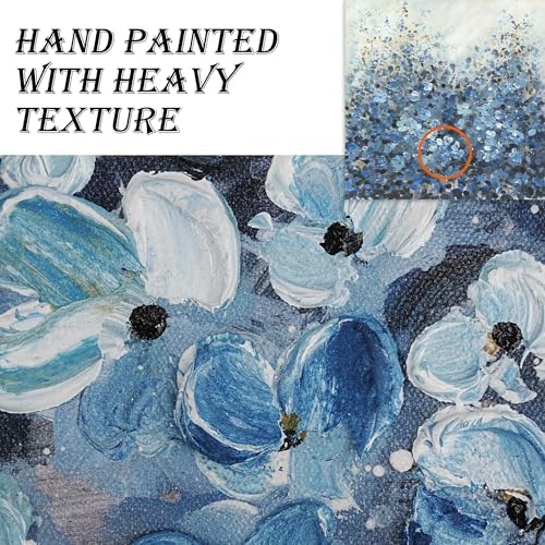 TAR TAR STUDIO Abstract Blue Flower Canvas Wall Art, 30“Lx30”W | Oversized, Unframed Print, Modern Botanical Painting, Large Wall Decor for Living Room Office Bedroom, Floral Artwork