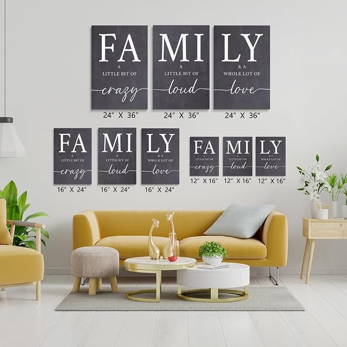 GUBIYU Gray Family Wall Art Set of 3 20"X28" Modern Farmhouse Decor for Living Room, Dining Room, Kitchen, Office, Bedroom