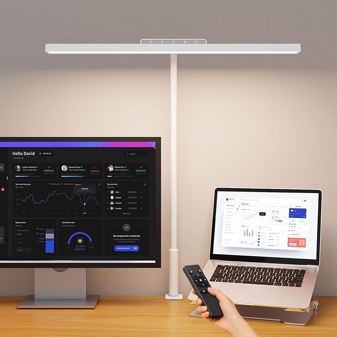 18W LED Desk Lamp with Clamp, 16.5" Gooseneck, 3 Color Dimmable