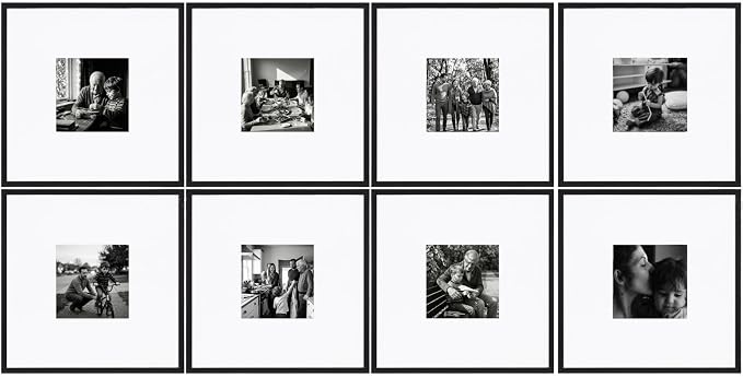 eletecpro 18x18 Picture Frame Set of 8, Display 8x8 with Mat | Bulk Frames, Gallery Wall Decor, Sturdy & Lightweight, High-clarity Acrylic, Ready to Hang