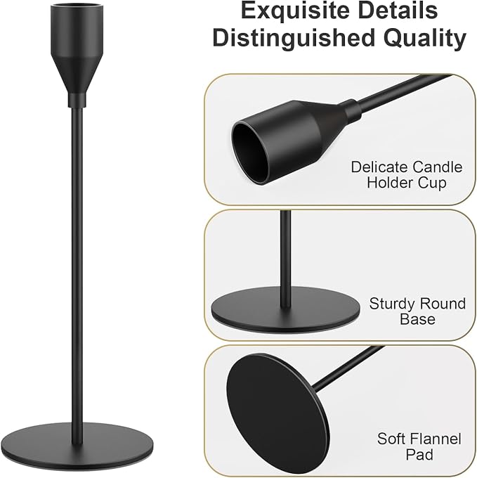 NLBTW Black Taper Candle Holders Set of 24 Candlestick Holders Bulk, Metal Candle Stick Holder Decor for Wedding, Dinning, Xmas Party or Anniversary, Fits 3/4 Inch Thick Candle