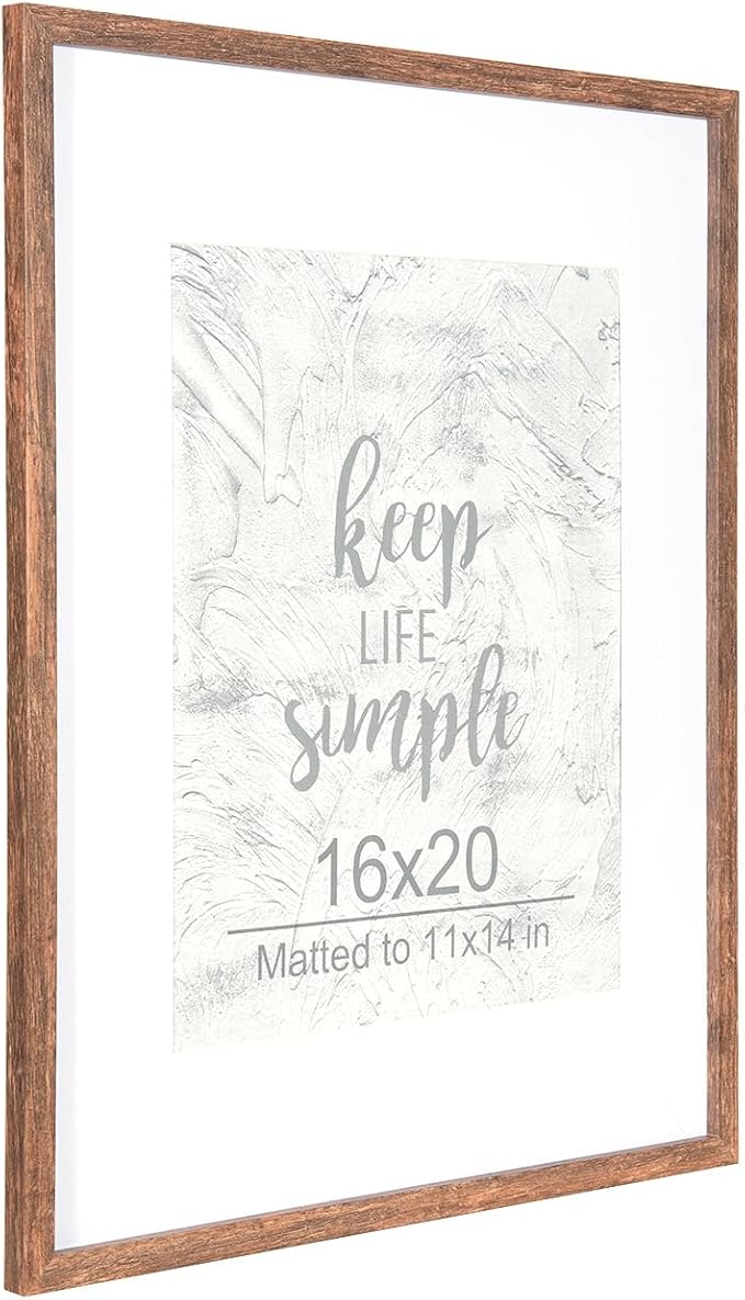 kennethan 16x20 Picture Frame Rottern Brown Set of 2, Wooden Poster Frame for Wall Mounting Display for Home, Office,Gallery,Holiday with Photos, Posters, Puzzles