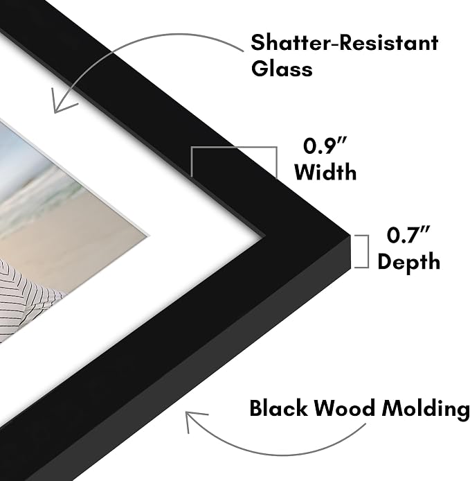 Americanflat 4x6 Double Picture Frame - Engineered Wood - Black