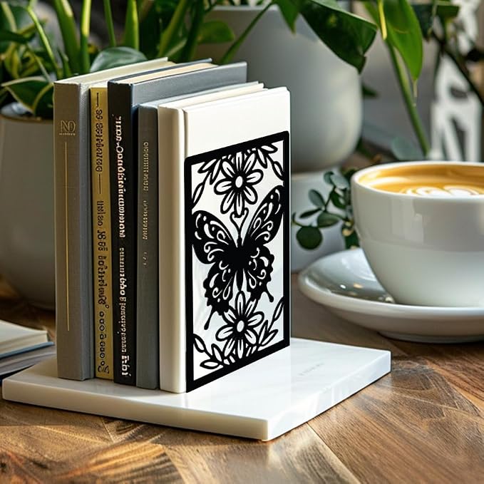 Peacoblue 5.3"x4.3"x7.9" Metal Bookends, Heavy Duty Book Ends for Shelves