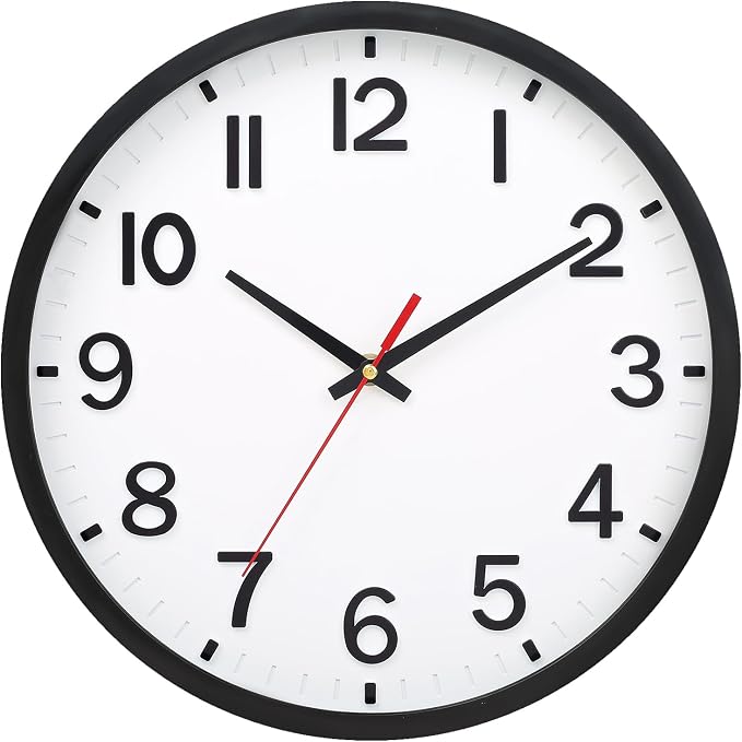 Wall Clocks Battery Operated 8 inch Modern Wall Clock,Silent Non Ticking Wall Clock for Living Room Bedroom Kitchen Office Classroom Decor (White and Black)