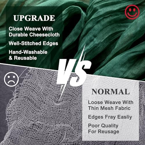 Wokceer Cheesecloth Table Runner Emerald Green 10FT Boho GauzeRunner,3Pack