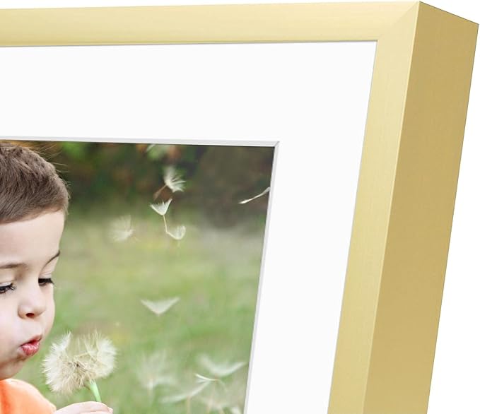 Frametory 2 Pack 5x7 Aluminum Frame with Mat for 4x6 Photo, Gold