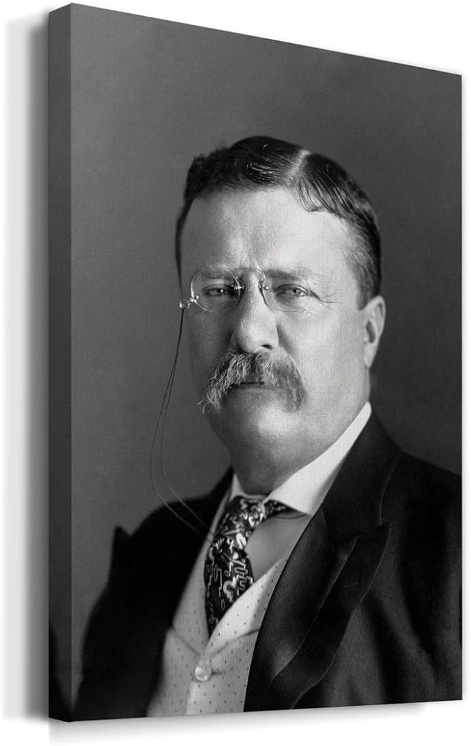 Renditions Gallery Theodore Roosevelt Presidental Portrait Wall Art, Premium Gallery Wrapped Canvas Decor, Ready to Hang, 12 in H x 8 in W, Made in America Print