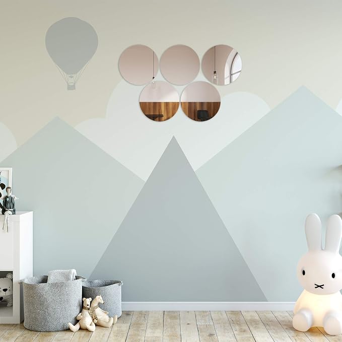 Aneco 6 Pack Acrylic Round Mirrors Non Glass Round Mirror Plate Self Adhesive Mirror Wall Sticker Decals for Home Living Room Bedroom Decor, 4 Inches (Thickness 2 mm)