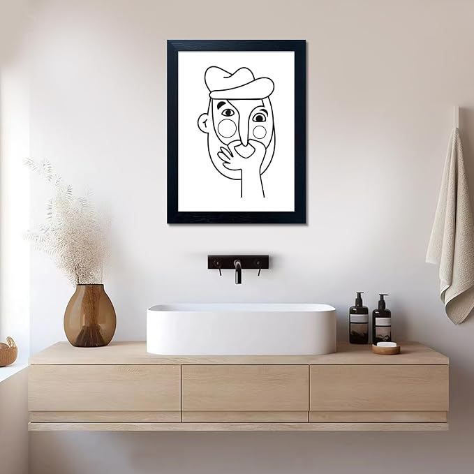 AIANHUA Funny Men Bathroom Wall Decor, Modern Minimalist Toilet Art Decor, Black and White Canvas Wall Art for Bathroom, Humorous Restroom Bathroom Print