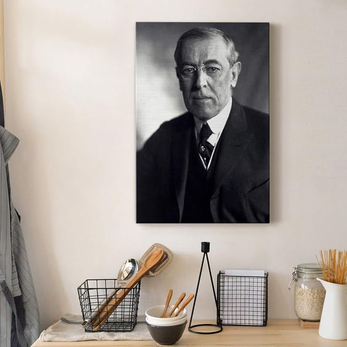 Renditions Gallery Woodrow Wilson Presidental Portrait Wall Art, Premium Gallery Wrapped Canvas Decor, Ready to Hang, 60 in H x 40 in W, Made in America Print