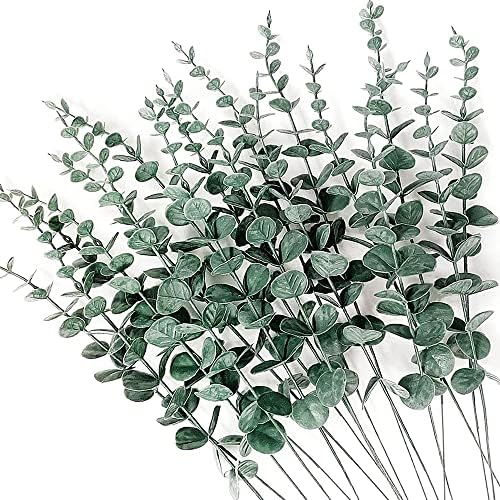 36pcs Eucalyptus Stems Artificial Eucalyptus Leaves Fake Greenery Branches Stems Faux Eucalyptuses Wedding Bouquet (Gteen)