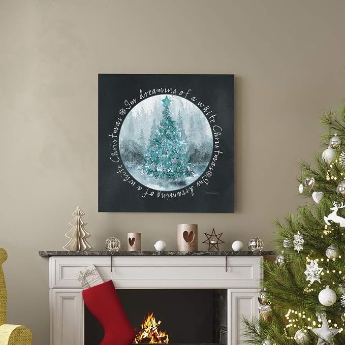 Renditions Gallery Canvas Wall Art for Christmas Decor White Snowy Christmas Dream Abstract Artwork for Bedroom Home Kitchen Wall Decorations - 32"X32" LT05