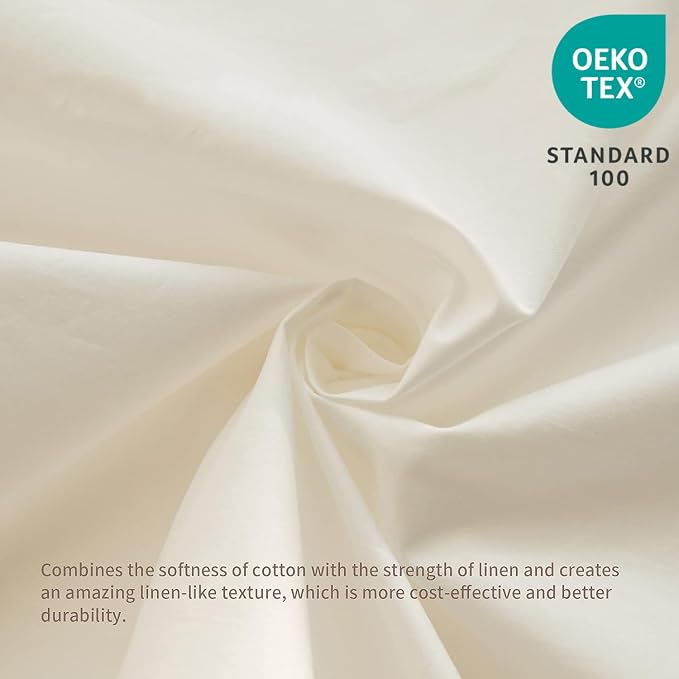BISELINA French Linen Bed Skirt with Pleated Frills 18-Inch Tailored Drop Natural Flax Cotton Blend Dust Ruffle Soft Cozy Farmhouse Bedding (18" Twin, Ruffle White)
