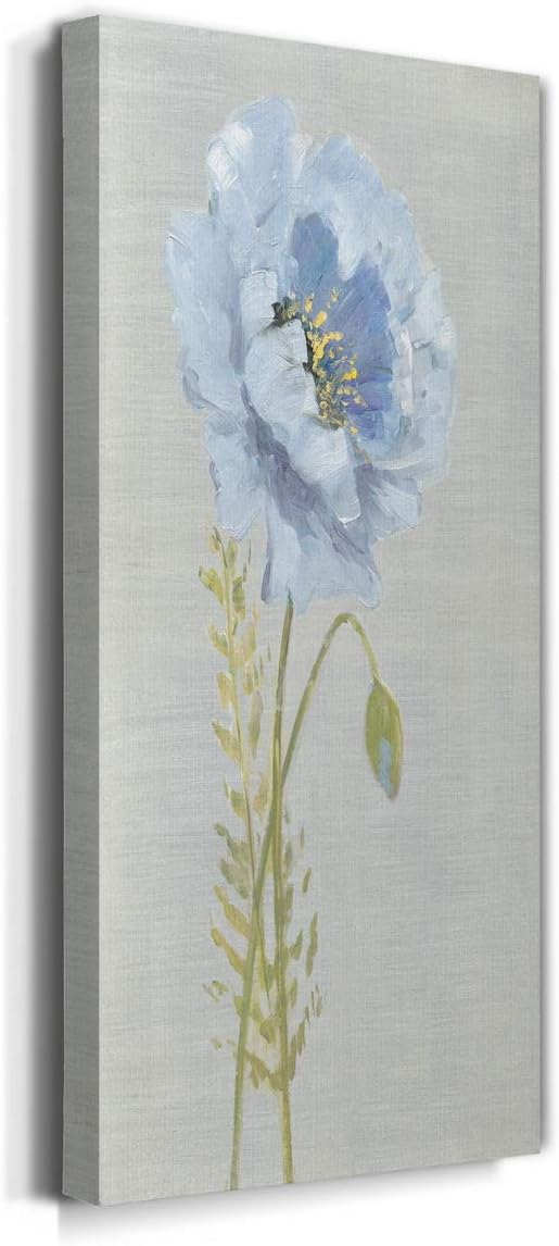 Renditions Gallery Canvas Floral Wall Art Nature Paintings & Prints Premium Jardin Bleu Modern Romantic Artwork Canvas Botanical Decorations for Bedroom Office Kitchen - 8"x16" LT43