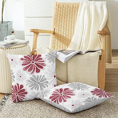 CaliTime Decorative Couch Throw Pillow Covers, 22 X 22 Inches, Burgundy