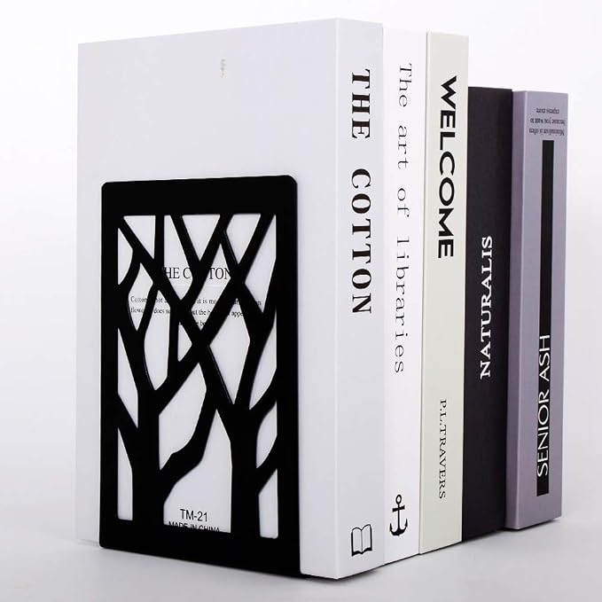 2 Pair Book Ends,Metal Book End Supports for Bookrack Desk