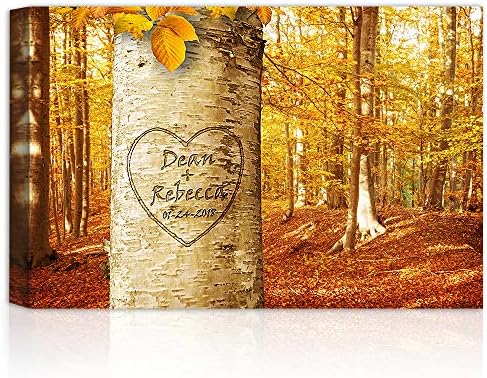 A&T Artwork Love Growing Personalized Canvas Prints Gift Couple's Names and the Special Date Gift for Anniversary,Valentine's day,Wedding. 18x12 inches