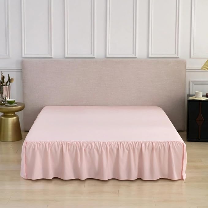 Bed Skirt Queen Size Ruffled Bed Skirt, 18'' Queen Dust Ruffle Bed Skirts | With Split Corners, Dust Ruffle with Platform, Microfiber, Breathable, Soft, Easy Fit, Light Pink