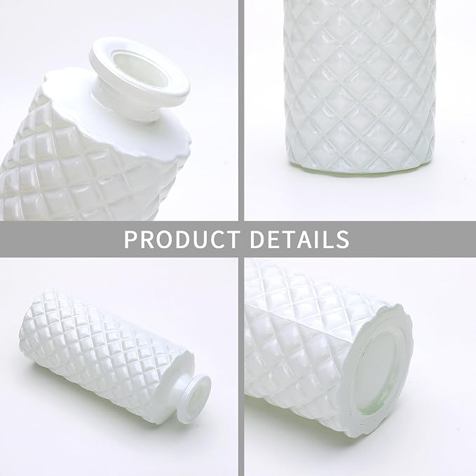 White Flower Vase Set, Glass Bud Vase in Bulk Set of 8 | Artistic and Cultural Flavor Mini Vases for Home Office Decor, Bedroom, Office, Living Room Decorations,Wedding
