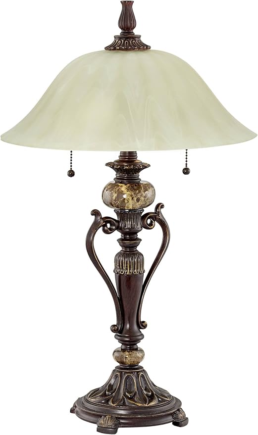 Amor 26" Tall Table Lamp Alabaster Glass Bronze Brown Accent Cottage