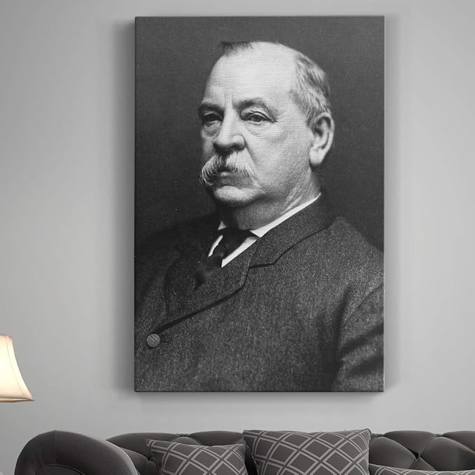 Renditions Gallery Grover Cleveland Presidental Portrait Wall Art, Premium Gallery Wrapped Canvas Decor, Ready to Hang, 18 in H x 12 in W, Made in America Print