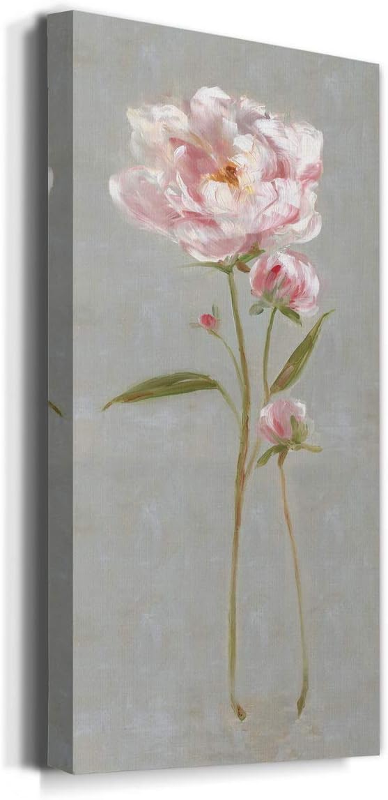 Renditions Gallery Canvas Nature Wall Art Home Paintings & Prints Magical Pink Peony Modern Romantic Abstract Canvas Glam Artwork Decorations for Bedroom Office Kitchen - 20"x40" LT43