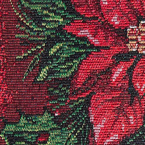 Violet Linen Decorative Christmas Poinsettias Design Tapestry, 13" X 70" Table Runner