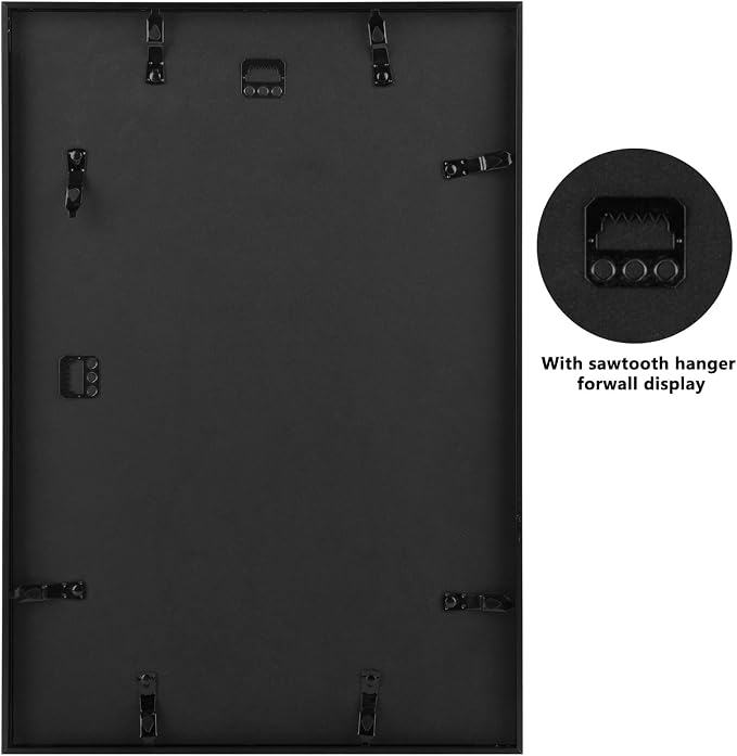 Frametory 13x19 Black Aluminum Metal Picture Frame Mat for 11x17 Glass