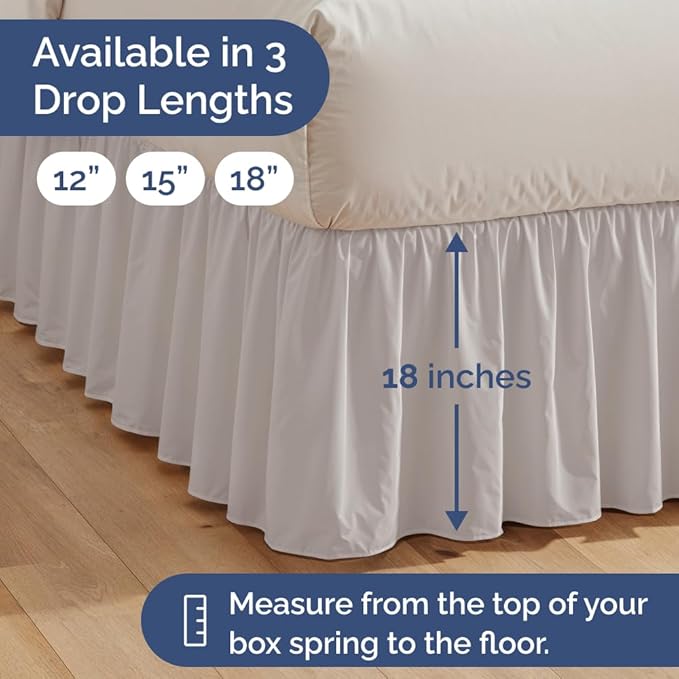 Bedskirt Full Size Ruffle - Ruffled Bed Skirt - 12 Inch Drop - Light Grey | Bedskirt with Platform, Ultra-Soft Premium Hotel Quality, Wrinkle Free, Fade & Shrink Resistant, for Women, Men, Kids & Teens