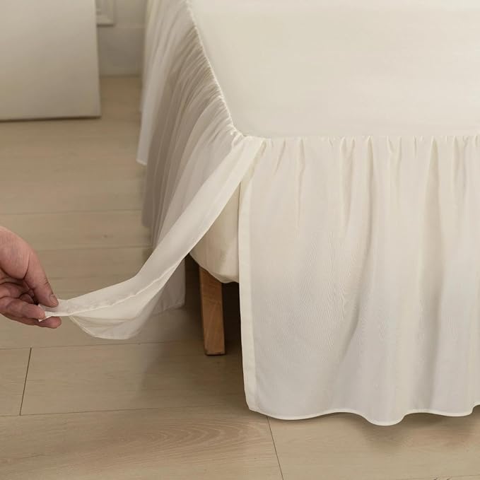 Bed Skirt Full Size Ruffled Bed Skirt, 14'' Full Dust Ruffle Bed Skirts | With Split Corners, Dust Ruffle with Platform, Microfiber, Breathable, Soft, Easy Fit, Ivory