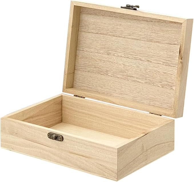24 Pack Unfinished Wood Box with Lid Crafts 8.3 x 6 x 2.7 Inches Wooden Box for DIY Arts Project
