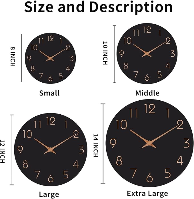 Mosewa Wall Clock 8" Battery Operated Silent Non-Ticking Simple Minimalist | Analog Kitchen Home Bathroom Living Room Bedroom Office Mordern Simple