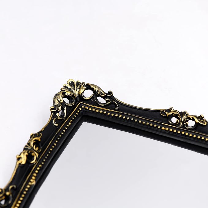 Funerom Vintage Decorative Square Mirror,Black,16.5 x 13.5 inch | Wall Mounted & Tabletop Makeup Mirror