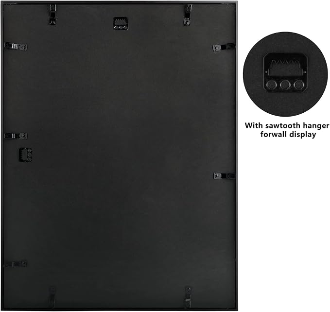 Frametory 18x24 Black Aluminum Metal Picture Frame Mat for 16x20 Glass