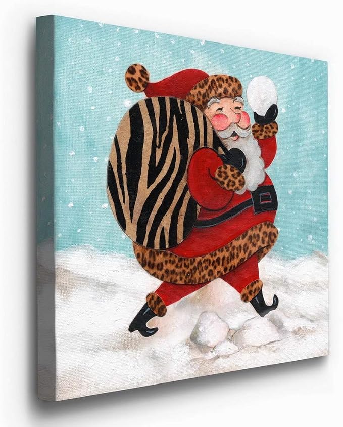 Renditions Gallery Xmas Canvas Wall Art Prints for Home Decor Santa Bay of Toys in Snow Abstract Artowrk for Bedroom Dining Office Kitchen Decorations - 40"X40" LT05