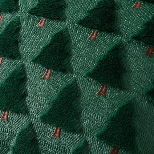UGASA Christmas Decorative Pillow Covers 18x18 Inch Soft Plush Faux Fur Jacquard Throw Pillows Pillowcases for Couch Sofa Holiday Festivals Winter Home Decor Set of 2 Dark Green