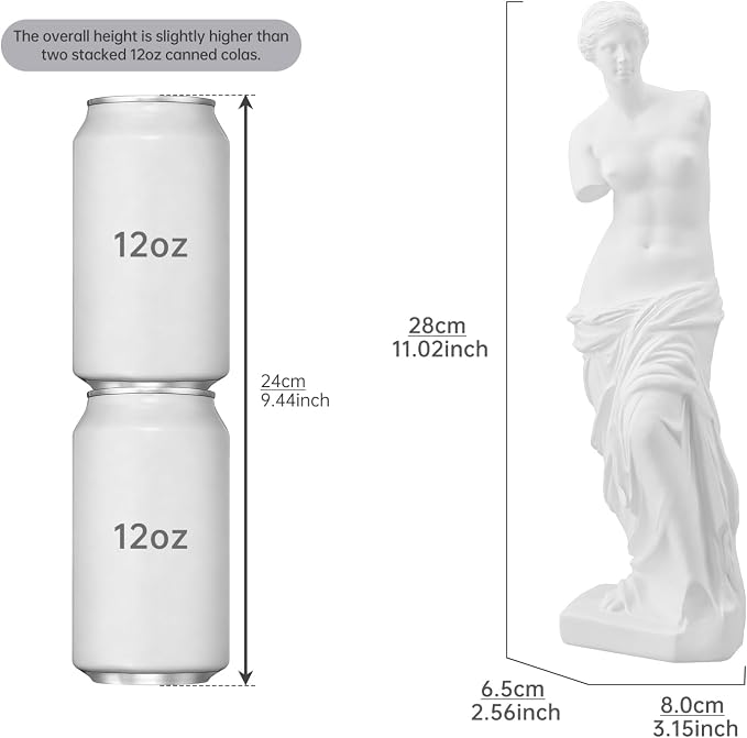 Venus de Milo Statue, 11 Inches Greek Goddess Aphrodite Resin Sculpture, Beautiful Roman Mythology Art Figurine Ornament for Home or Office Deco