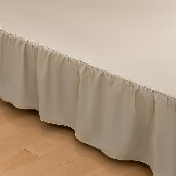 Bed Skirt King Size Ruffled Bed Skirts with Split Corners | 14 Inch Drop Dust Ruffle Bed Skirt with Platform - King, 14 Inch, Light Camel