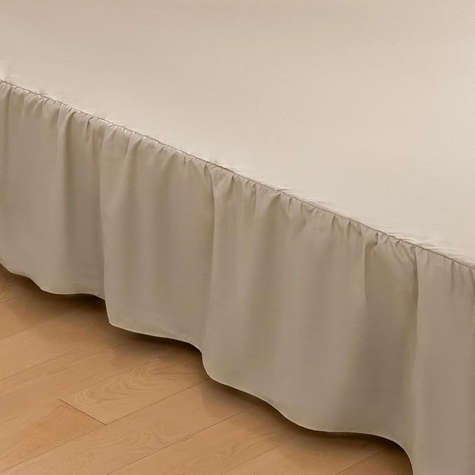 Bed Skirt King Size Ruffled Bed Skirts with Split Corners | 12 Inch Drop Dust Ruffle Bed Skirt with Platform - King, 12 Inch, Light Camel